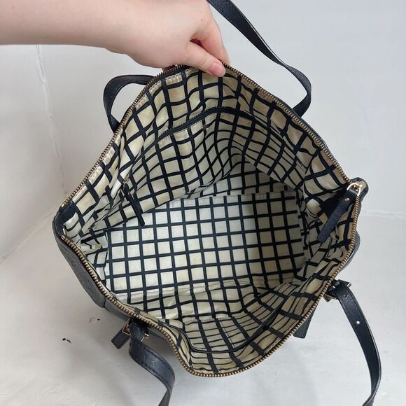 Kate Spade Watson Lane Black Pebbled Leather Tote Bag Zippered Purse - Picture 5 of 14